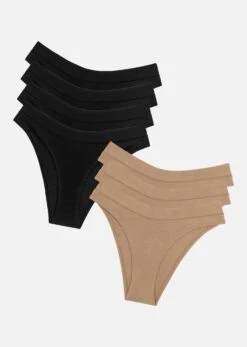 The Bikini Pack Of 7 - Modal, Black & Taupe