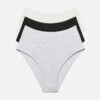 The Highwaist Pack Of 3 - Modal, Heather Grey -Velisse Bikini Shop clp the highwaist pack of 3 modal melange b0 01