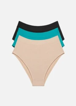The Highwaist Pack Of 3 - Modal, Turquoise