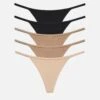 The String Thong Pack Of 5 - Modal, Black & Taupe