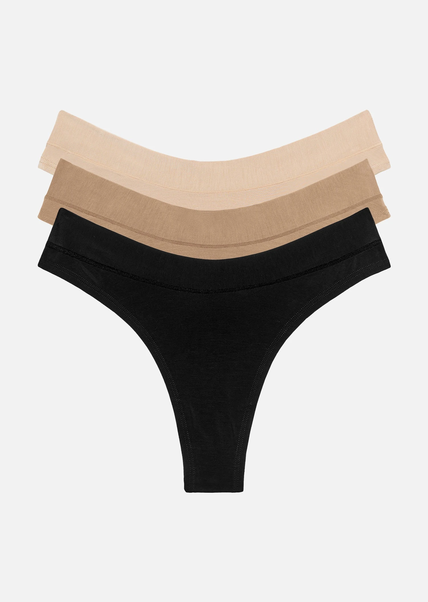 The Thong Pack Of 3 - Modal, Black & Taupe 4 The Thong Pack Of 3 - Modal, Black & Taupe - Image 2