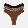 The Thong Pack Of 3 - Modal, Leopard & Black -Velisse Bikini Shop clp the thong pack of 3 modal leopard black b0 02