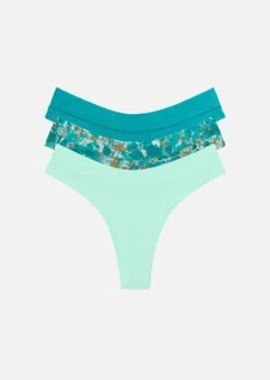 The Thong Pack Of 3 - Modal, Turquoise & Aqua