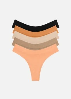 The Thong Pack Of 5 - Modal, Coral