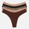 The Thong Pack Of 5 - Modal, Leopard -Velisse Bikini Shop clp the thong pack of 5 modal leopard b0 02