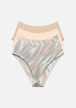 The Highwaist Pack Of 3 - Modal, Brush Print -Velisse Bikini Shop pdp the highwaist pack of 3 modal brush print b0 01