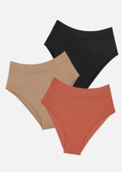 The Highwaist Pack Of 3 - Modal, Clay -Velisse Bikini Shop pdp the highwaist pack of 3 modal clay b0 01