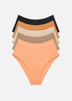 The Highwaist Pack Of 5 - Modal, Coral -Velisse Bikini Shop pdp the highwaist pack of 5 modal coral b0 01 1