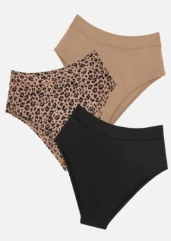 The Highwaist Pack Of 3 - Modal, Leopard & Black -Velisse Bikini Shop pdp the highwaist set modal taupe leopard black set of 3 b0 01 1