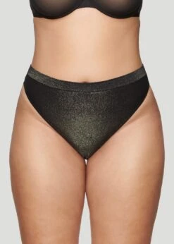 The Highwaist Thong - Lurex, Black Sparkle -Velisse Bikini Shop pdp the highwaist thong lurex onyx sparkle b0 01 1