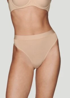 The Highwaist Thong - Modal, Sand -Velisse Bikini Shop pdp the highwaist thong modal sand b1 027