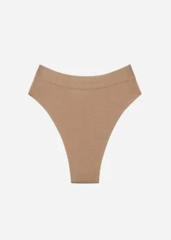 The Highwaist Thong - Modal, Taupe -Velisse Bikini Shop pdp the highwaist thong modal taupe b2 05 1