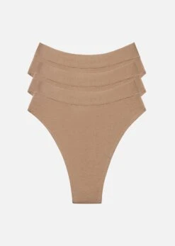 The Highwaist Thong Pack Of 3 - Modal, Taupe -Velisse Bikini Shop pdp the highwaist thong pack of 3 modal taupe b0 01
