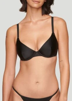 The Plunge - Satin, Black Shine -Velisse Bikini Shop pdp the plunge satin black shine b0 01