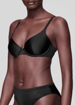 The Plunge - Satin, Black Shine -Velisse Bikini Shop pdp the plunge satin black shine b2 02