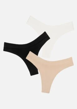 The Thong Pack Of 3 - Modal, Black & Salt -Velisse Bikini Shop pdp the thong pack of 3 modal black salt b0 01