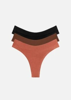 The Thong Pack Of 3 - Modal, Clay -Velisse Bikini Shop pdp the thong pack of 3 modal clay b0 01