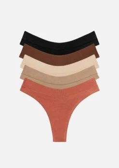 The Thong Pack Of 5 - Modal, Clay 12 The Thong Pack Of 5 - Modal, Clay -Velisse Bikini Shop pdp the thong pack of 5 modal clay b0 01 1