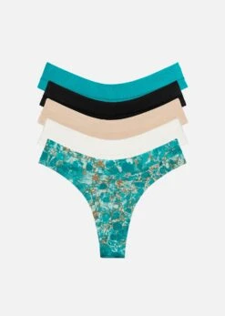 The Thong Pack Of 5 - Modal, Marble Turquoise -Velisse Bikini Shop pdp the thong pack of 5 modal marble turquoise b0 01 1