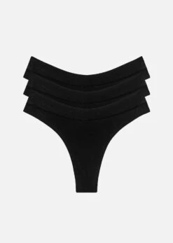 The Thong Pack Of 3 - Modal, Black -Velisse Bikini Shop pdp the thong set modal black set of 3 b0 01