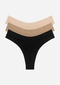 The Thong Pack Of 3 - Modal, Black & Taupe -Velisse Bikini Shop pdp the thong set modal black taupe sand set of 3 b0 01 1