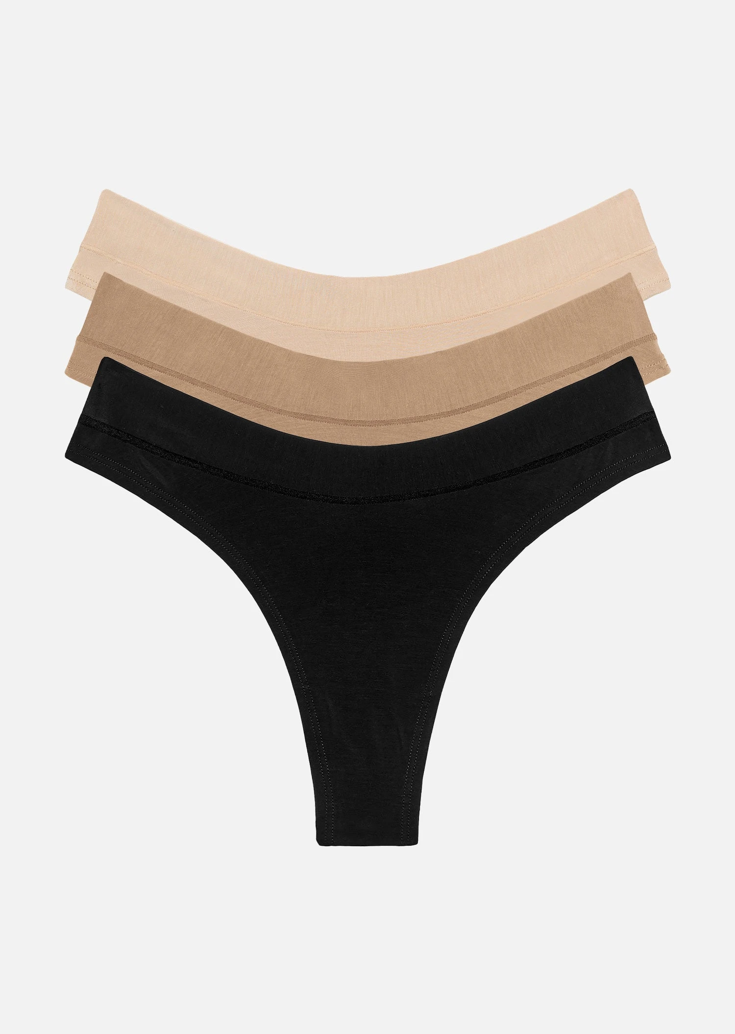 The Thong Pack Of 3 - Modal, Black & Taupe 5 The Thong Pack Of 3 - Modal, Black & Taupe - Image 3