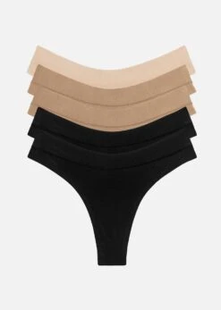 The Thong Pack Of 5 - Modal, Black & Taupe -Velisse Bikini Shop pdp the thong set modal black taupe sand set of 5 b0 01 1