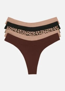 The Thong Pack Of 5 - Modal, Leopard -Velisse Bikini Shop pdp the thong set modal leopard set of 5 b0 01 1